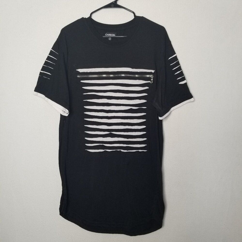 Carbon Black White Short Sleeve T Shirt Size XXL